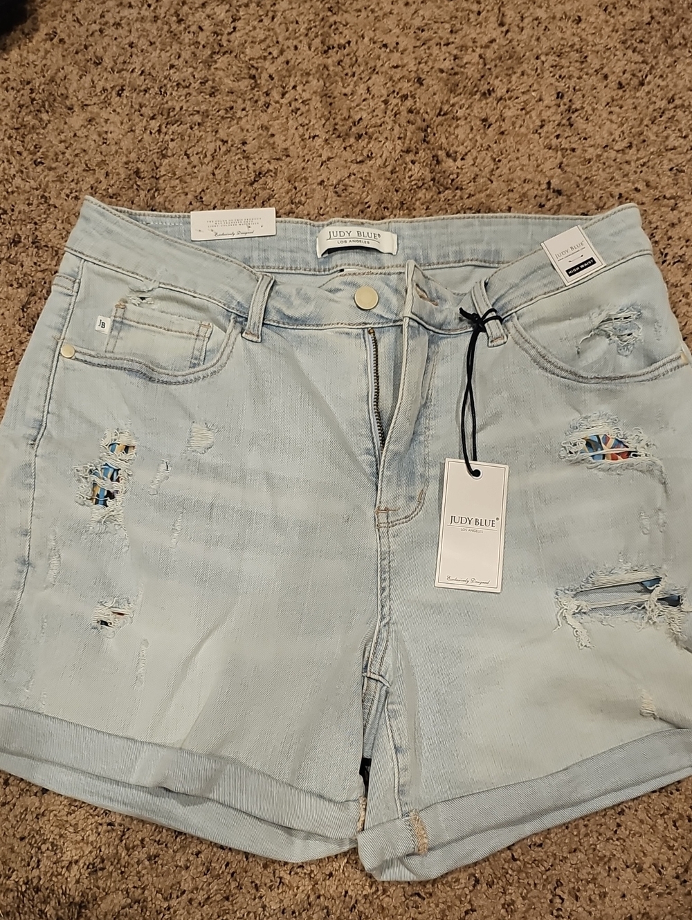 Judy Blue Light Wash Distressed Cuffed Denim Shorts